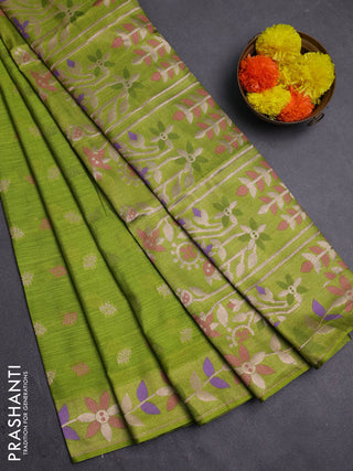 Light Green Semi Tussar Saree - Butta