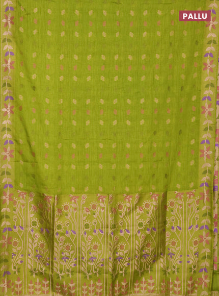 Light Green Semi Tussar Saree - Butta