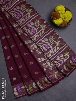 Wine Semi Tussar Saree - Butta