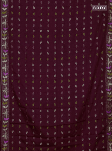 Wine Semi Tussar Saree - Butta