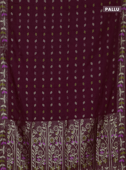 Wine Semi Tussar Saree - Butta