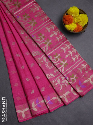 Pink Semi Tussar Saree - Butta