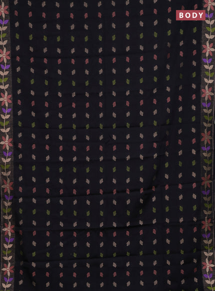 Black Semi Tussar Saree - Butta