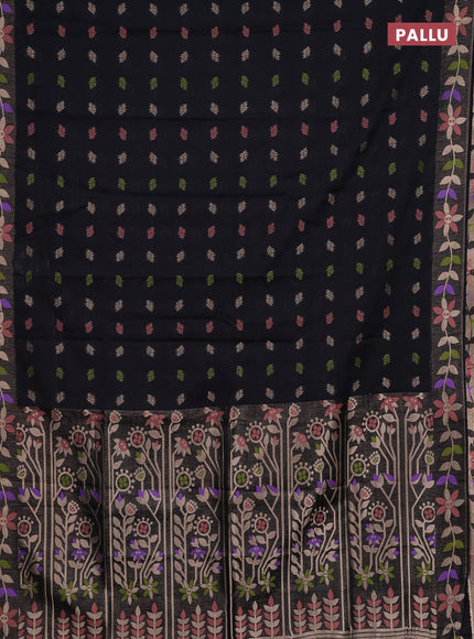 Black Semi Tussar Saree - Butta