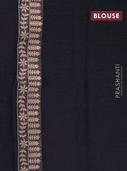 Black Semi Tussar Saree - Butta