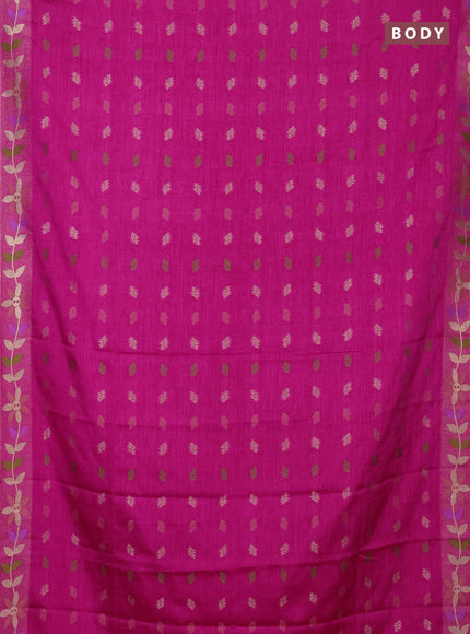 Magenta Pink Semi Tussar Saree - Butta