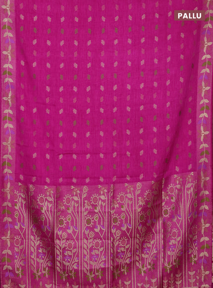 Magenta Pink Semi Tussar Saree - Butta