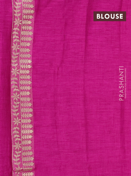Magenta Pink Semi Tussar Saree - Butta