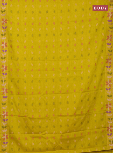 Yellow Semi Tussar Saree - Butta
