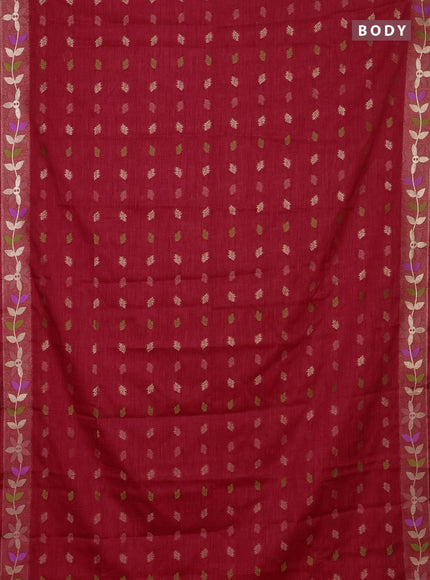 Red Semi Tussar Saree - Butta