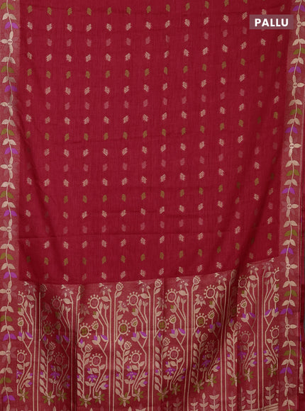 Red Semi Tussar Saree - Butta