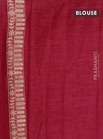Red Semi Tussar Saree - Butta