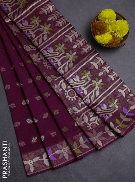 Purple Semi Tussar Saree - Butta