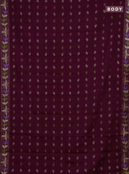 Purple Semi Tussar Saree - Butta
