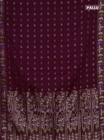 Purple Semi Tussar Saree - Butta