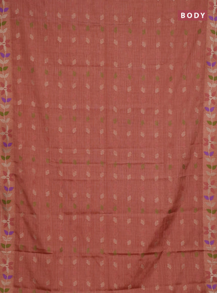 Pastel Peach Semi Tussar Saree - Butta