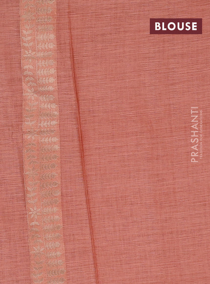 Pastel Peach Semi Tussar Saree - Butta