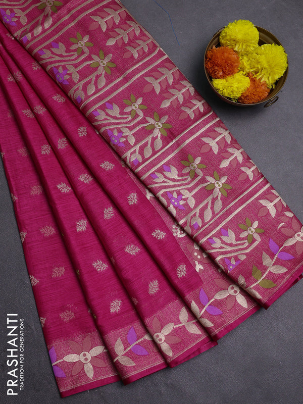 Pink Semi Tussar Saree - Butta