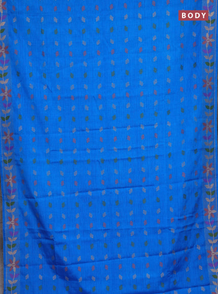 Cs Blue Semi Tussar Saree - Butta