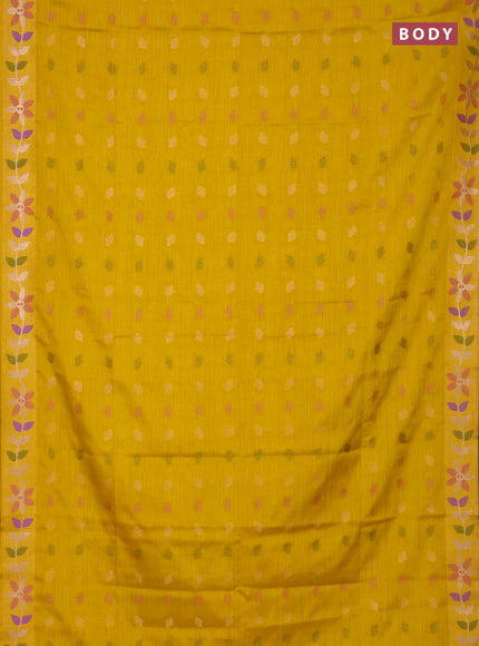 Mustard Yellow Semi Tussar Saree - Butta