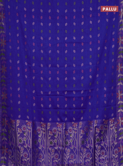 Royal Blue Semi Tussar Saree - Butta