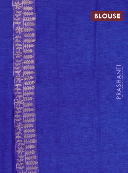 Royal Blue Semi Tussar Saree - Butta