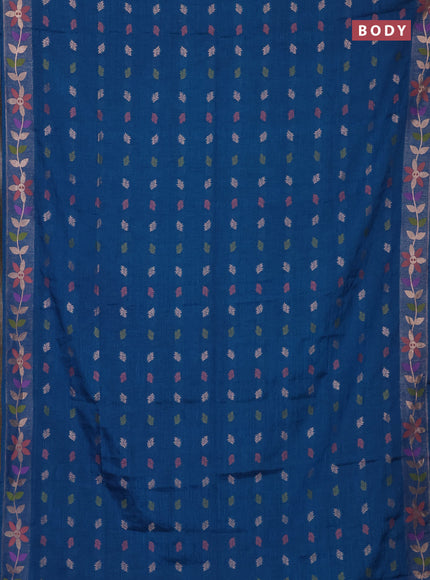 Cs Blue Semi Tussar Saree - Butta