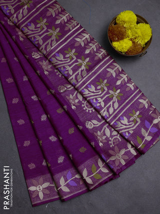 Purple Semi Tussar Saree - Butta