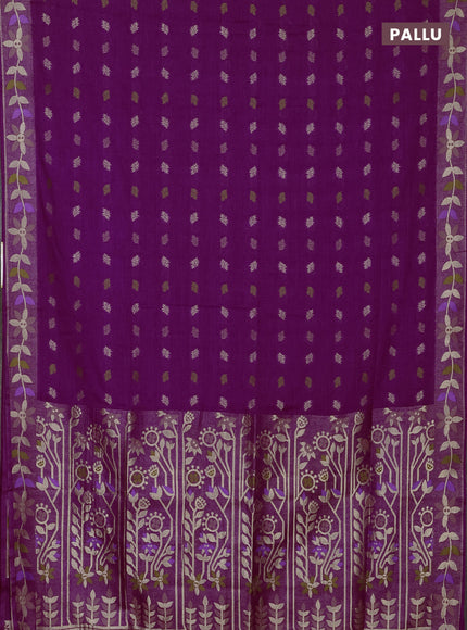 Purple Semi Tussar Saree - Butta