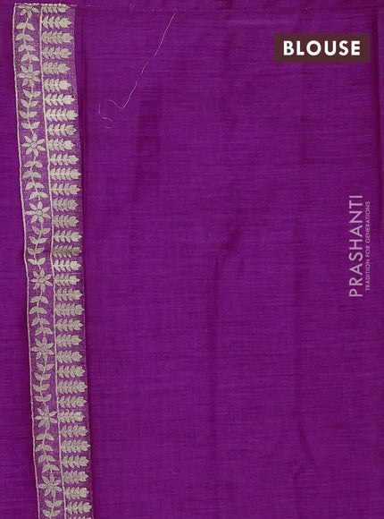 Purple Semi Tussar Saree - Butta