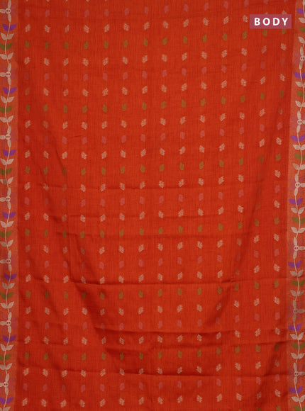 Orange Semi Tussar Saree - Butta