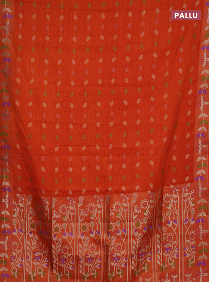 Orange Semi Tussar Saree - Butta