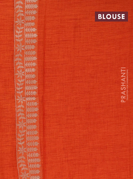 Orange Semi Tussar Saree - Butta