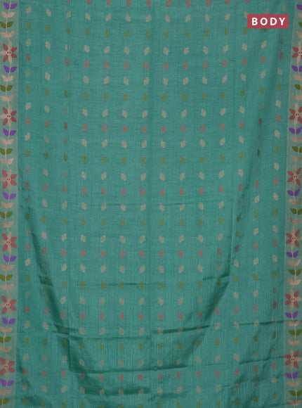 Teal Green Semi Tussar Saree - Butta