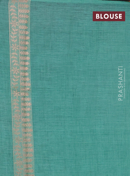 Teal Green Semi Tussar Saree - Butta