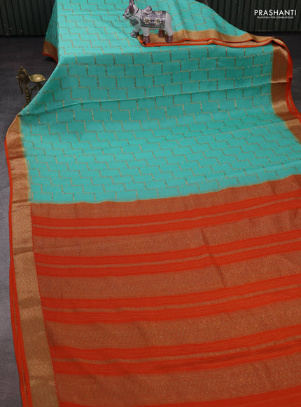Teal & Orange Pure Mysore Silk - Weaves