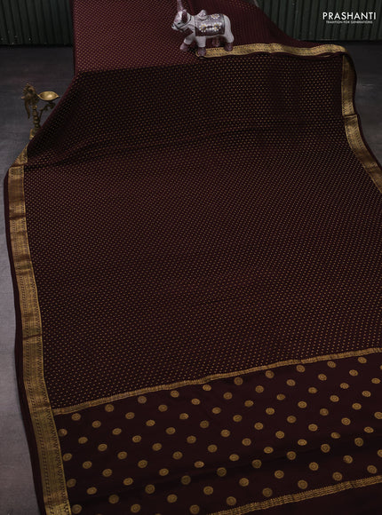 Coffee Brown Pure Mysore Silk - Buttas