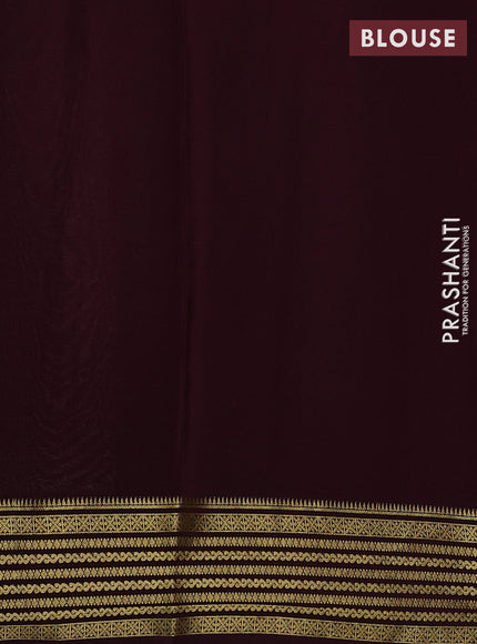 Beige & Wine Pure Mysore Silk Saree