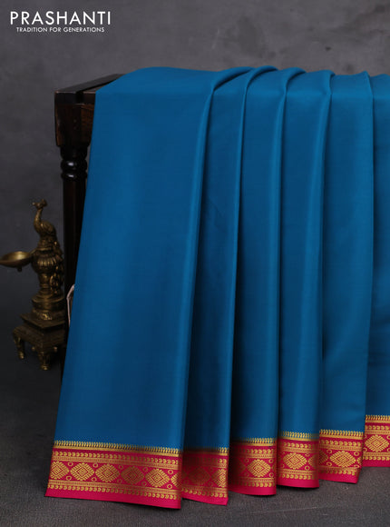 Blue & Pink Pure Mysore Silk Saree