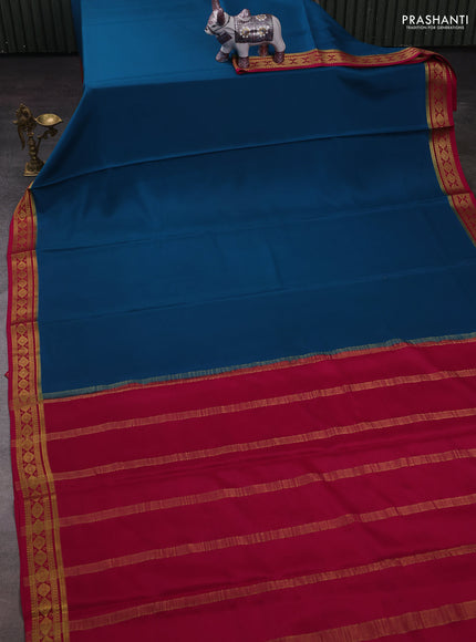 Blue & Pink Pure Mysore Silk Saree