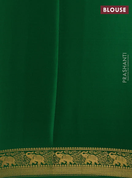 Wine & Green Pure Mysore Silk Saree
