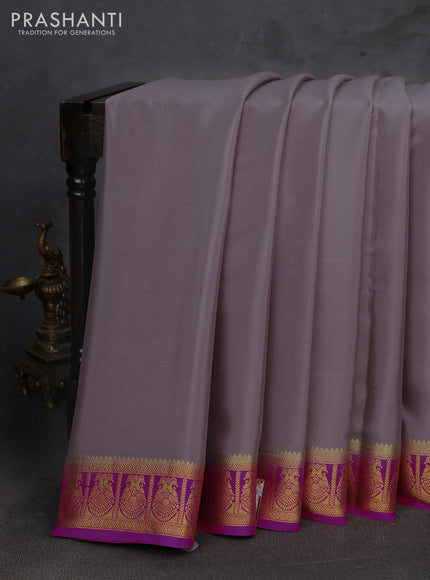 Grey & Pink Pure Mysore Silk Saree