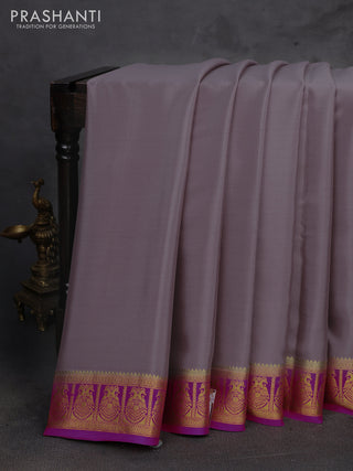 Grey & Pink Pure Mysore Silk Saree