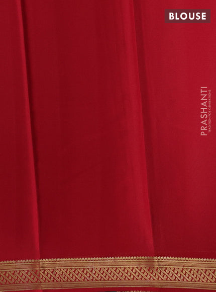 Pastel Green & Red Pure Mysore Silk Saree