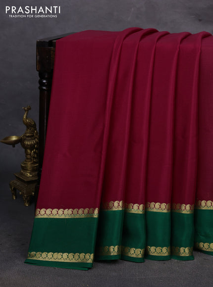 Red & Green Pure Mysore Silk Saree