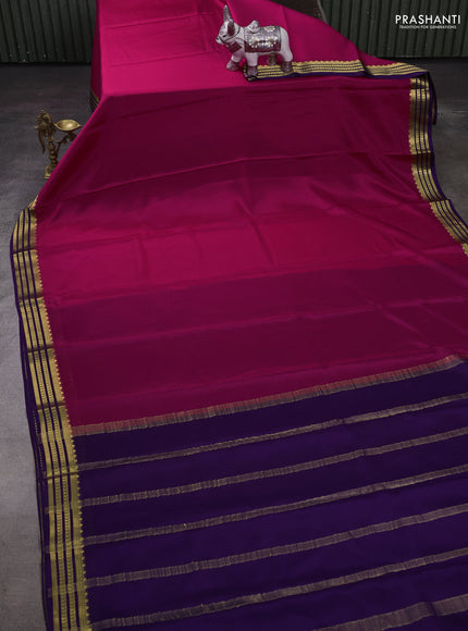 Pink & Purple Pure Mysore Silk Saree