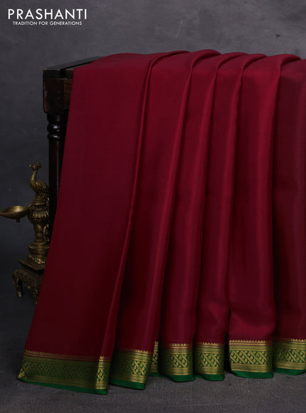Maroon & Green Pure Mysore Silk Saree