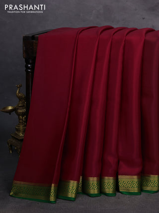 Maroon & Green Pure Mysore Silk Saree