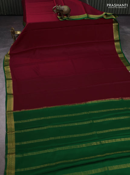 Maroon & Green Pure Mysore Silk Saree