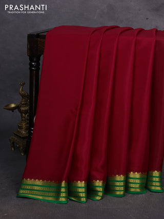 Red & Green Pure Mysore Silk Saree